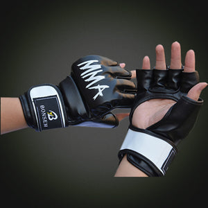 Black MMA Half Mitt Gloves - 4REAL