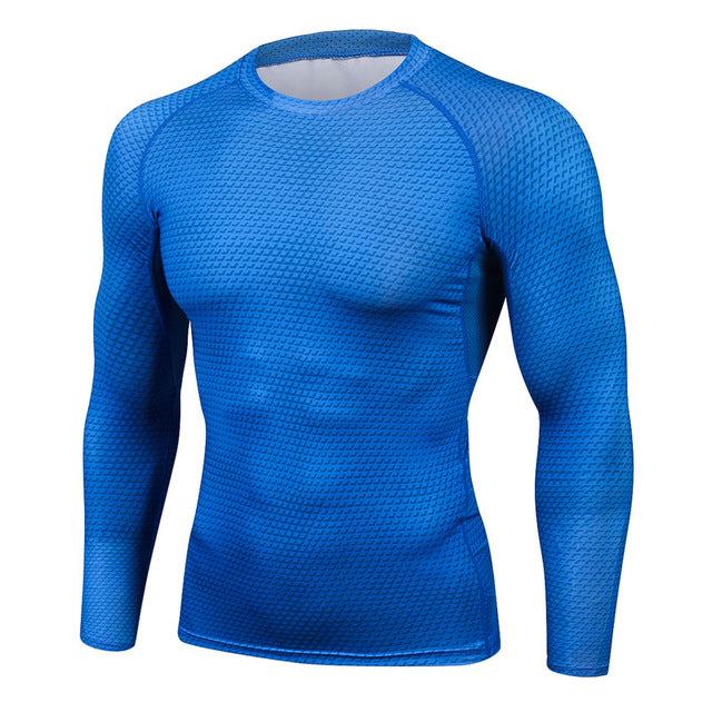 Long Sleeve Blue MMA Rashguard - 4REAL